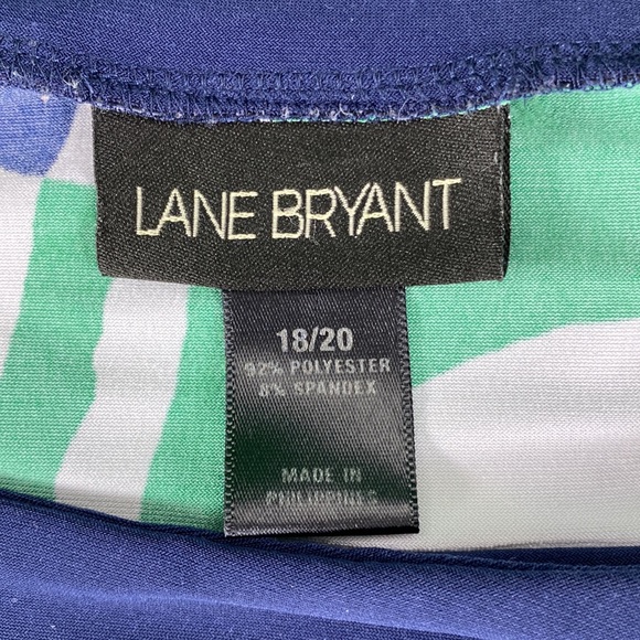 Lane Bryant White Abstract Print Tie Neck Flowy Blouse - Picture 14 of 15